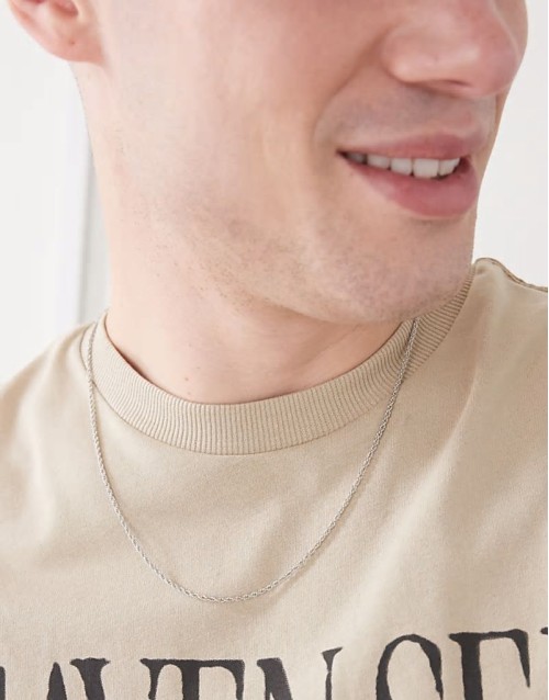 thin rope chain necklace in silver