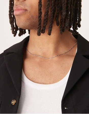 waterproof stainless steel fine twisted chain necklace in silver tone