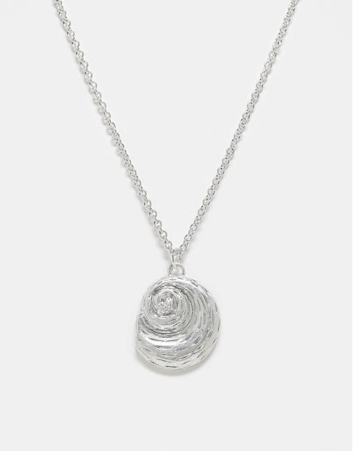unisex chain with shell pendant in silver