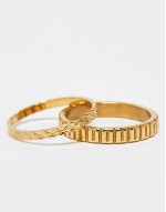 waterproof stainless steel 2 pack slim engraved ring set in gold