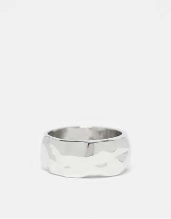 chunky molten ring in silver tone
