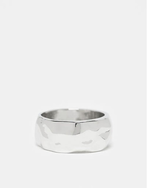 chunky molten ring in silver tone