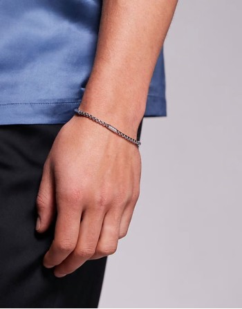 waterproof stainless steel box chain bracelet in silver tone