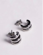 waterproof stainless steel 2 and 3 row hoop earrings in silver