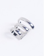 festival triple layered ear cuff in silver tone