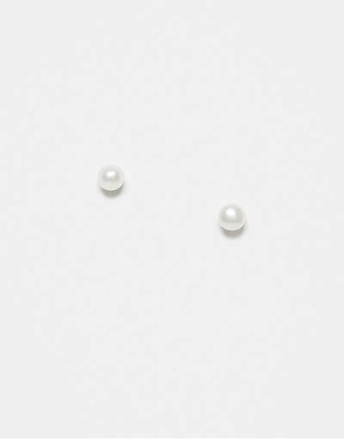 pearl stud earrings in sterling silver
