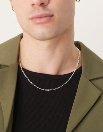 sterling silver figaro chain necklace in silver